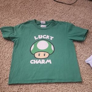 Kids Nintendo Green "Lucky Charm" Graphic Tee